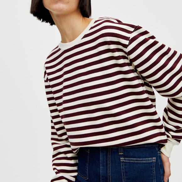Urban Outfitters Maroon Stripe Cropped Sweatshirt Pull&Bear BNWT - Picture 10 of 11